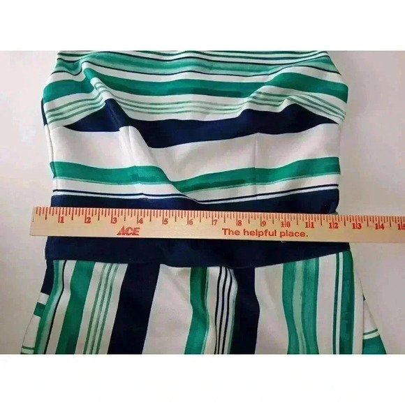 Eva Mendes Career Work Dress Blue Green White Striped Size XS - Picture 6 of 11